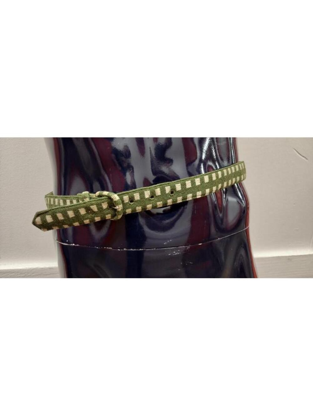 SACONY Vintage Belt 1950s 60s Cloth Avocado Checkered Belt Size 18 Waist 29 In